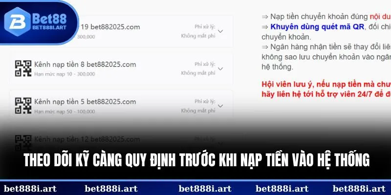 Theo dõi kỹ càng quy định trước khi nạp tiền vào hệ thống